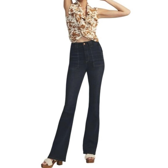 Pilcro Denim - Anthropologie Pilcro the icon flare jeans dark wash size 26 OBI438359